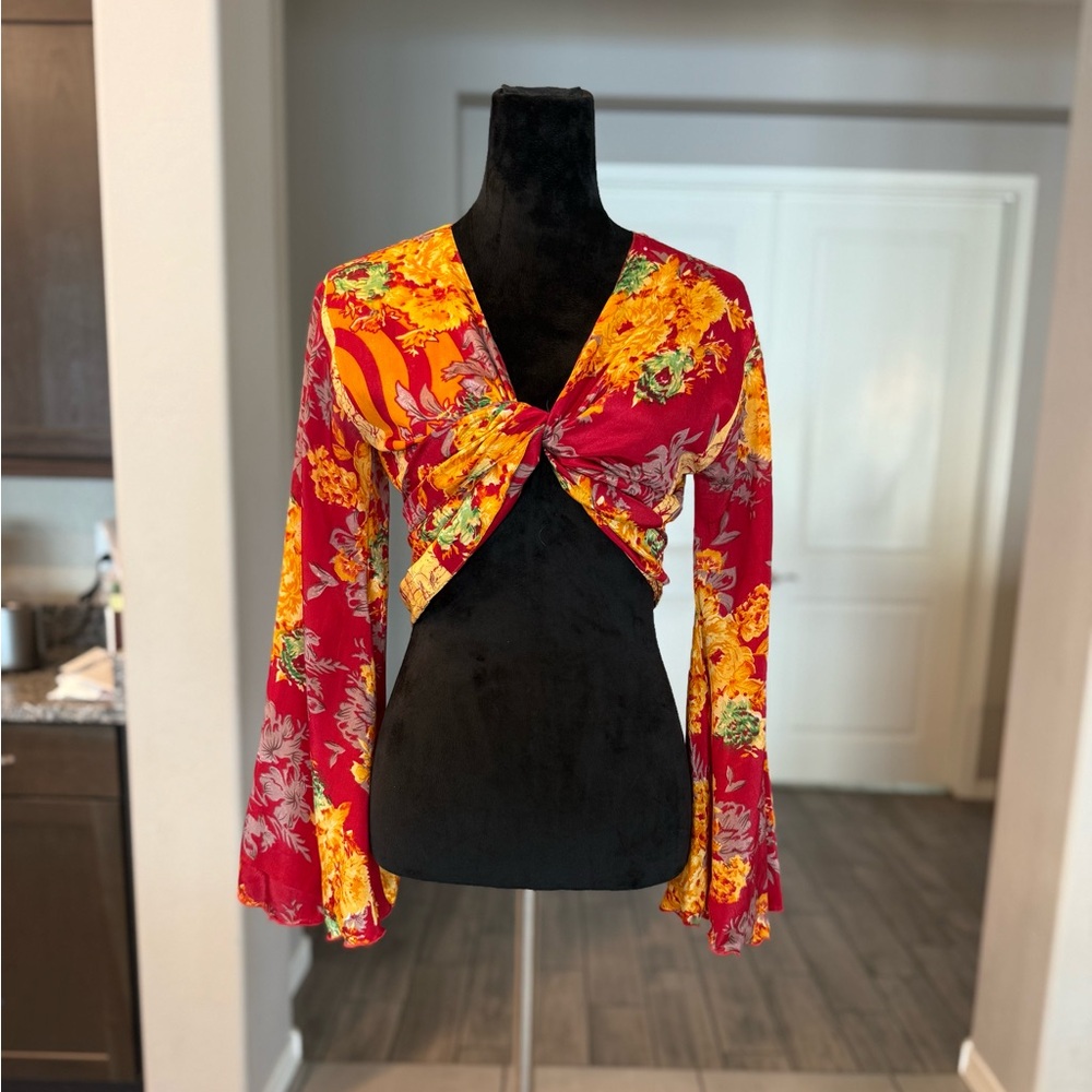 Red Floral Chinacat Top One Size Fits All